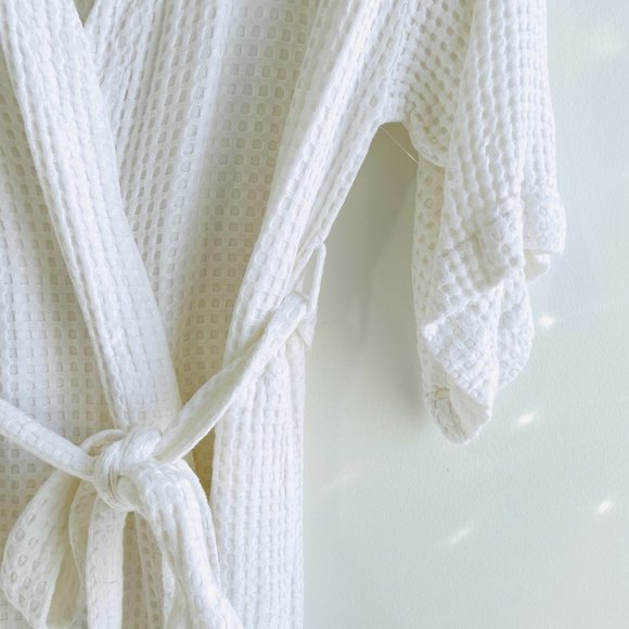 Soma S/M, L/XL Restore RR Waffle Weave Robe White Kimono Style Sleeves Pockets - Picture 7 of 12